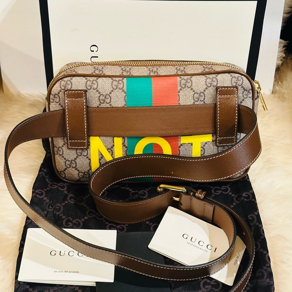 🔥RARE GUCCI GG SUPREME MONOGRAM FAKE/NOT Belt Bag Coated Canvas Full Inclusion - Picture 3 of 14